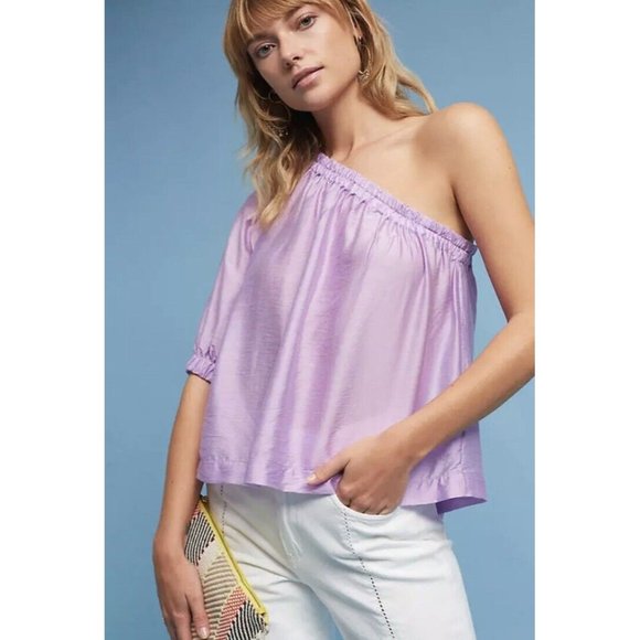 MAEVE ANTHROPOLOGIE Leonie One Shoulder Top Blouse L Large New Purple NWT - Picture 1 of 5